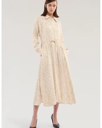 Rochie cu model logo si buzunare, Bej inchis/Bej sampanie
