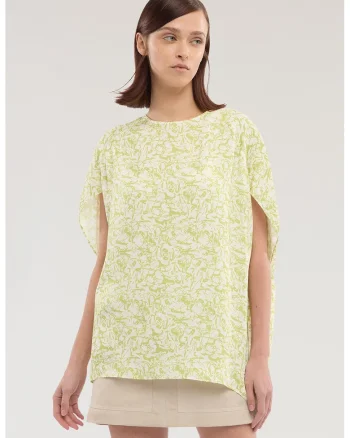 Bluza supradimensionata cu model logo, Verde masliniu pal/Verde deschis