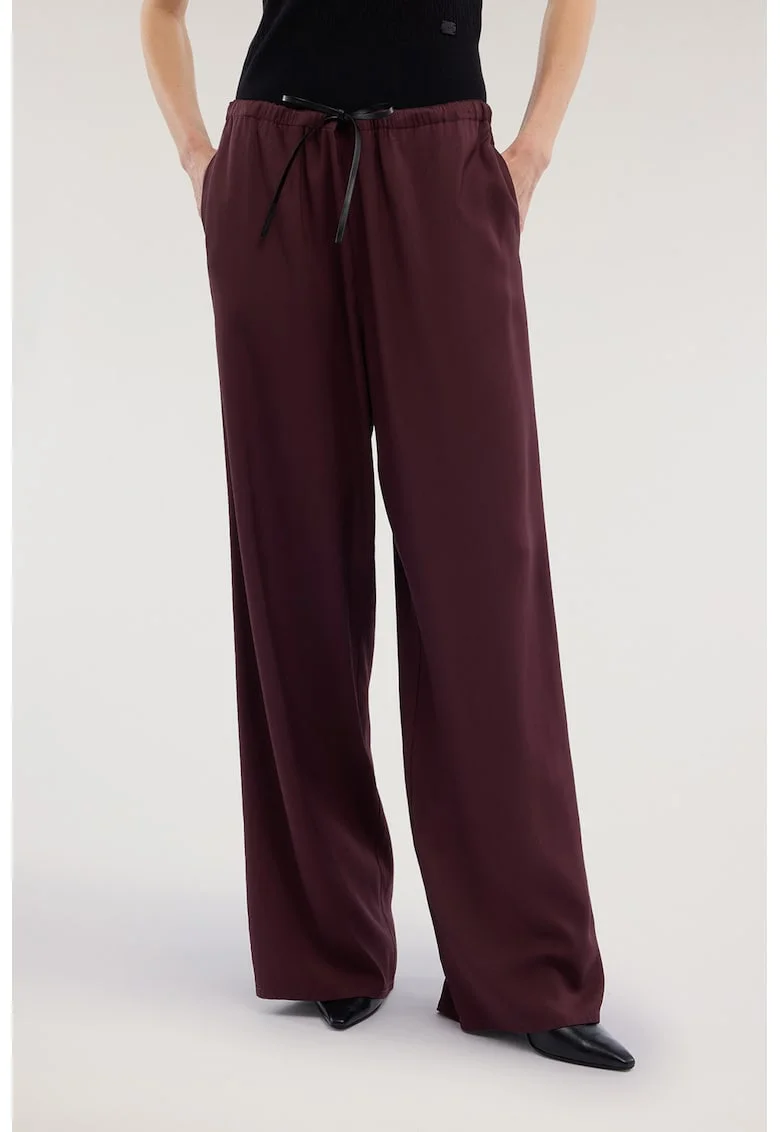 Pantaloni cu croiala ampla si buzunare laterale, Violet pruna