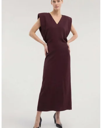 Rochie cu decolteu in V si slit pe partea din spate, Violet pruna