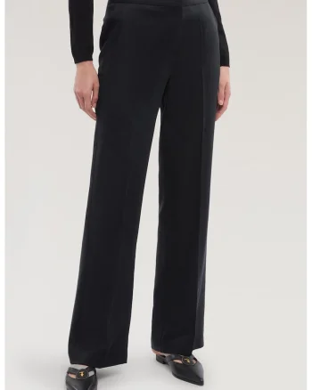 Pantaloni eleganti din amestec de lyocell si in cu croiala dreapta, Negru stins