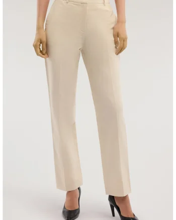 Pantaloni chino din amestec de in, Bej inchis