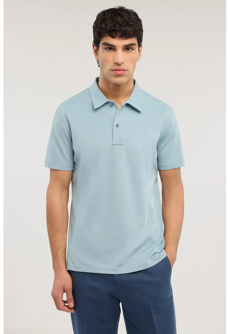 Tricou polo din amestec de bumbac, Albastru deschis