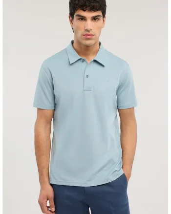 Tricou polo din amestec de bumbac, Albastru deschis