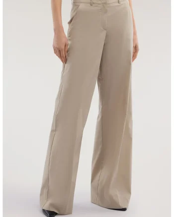 Pantaloni cu croiala ampla si buzunare oblice frontale, Bej deschis