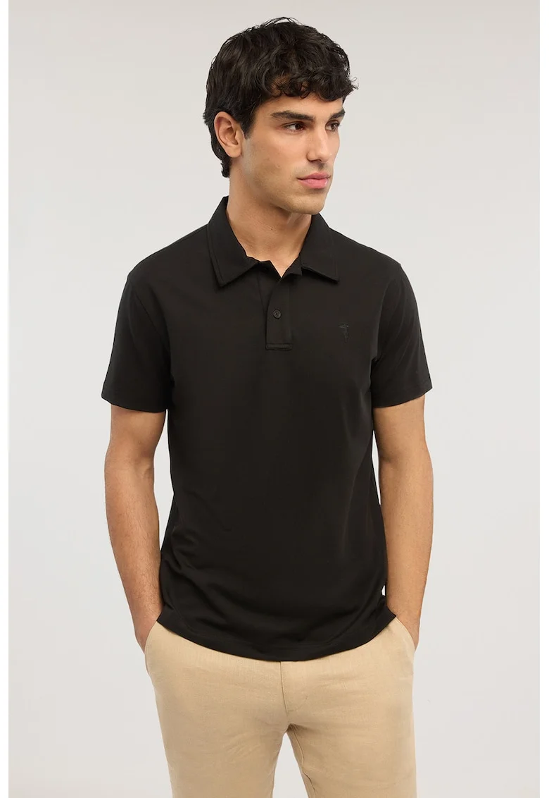 Tricou polo din amestec de bumbac, Negru stins