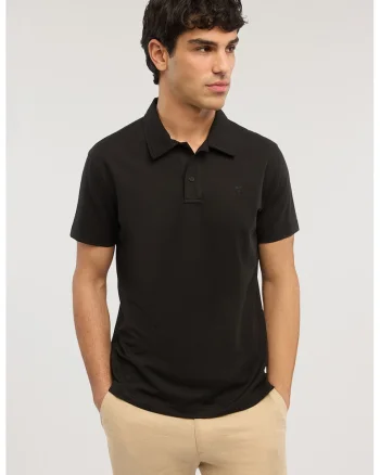 Tricou polo din amestec de bumbac, Negru stins