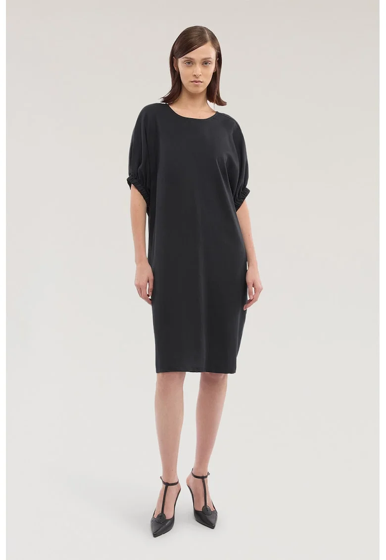 Rochie lejera din amestec de in si lyocell si buzunare, Negru stins