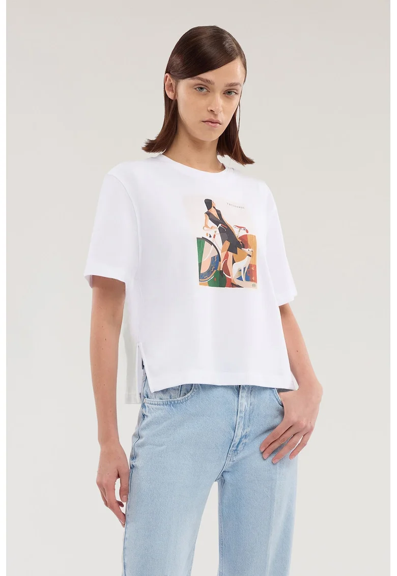 Tricou din bumbac cu imprimeu grafic, Rosu/Negru/Alb optic