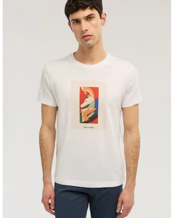 Tricou din bumbac cu imprimeu grafic, Rosu/Alb optic