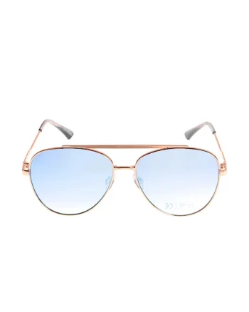 Ochelari de soare aviator cu rama aurie si lentile albastre