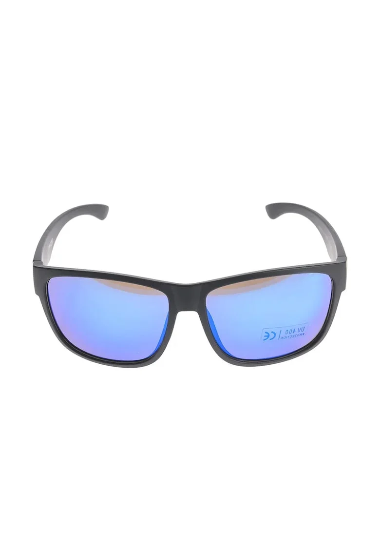 Ochelari de soare moderni cu rama neagra si reflexie albastra