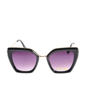 Ochelari de soare eleganti cu rama neagra si lentile mov