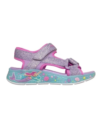 Sandale cu model Mermaid Dreams, Alb/Turcoaz/Violet prafuit