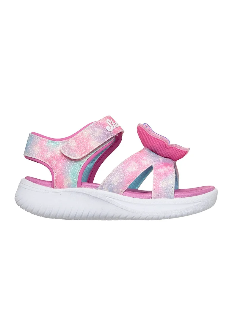 Sneakers, Sandale cu velcro Lights-Jumpsters, Albastru aquamarin/Roz deschis