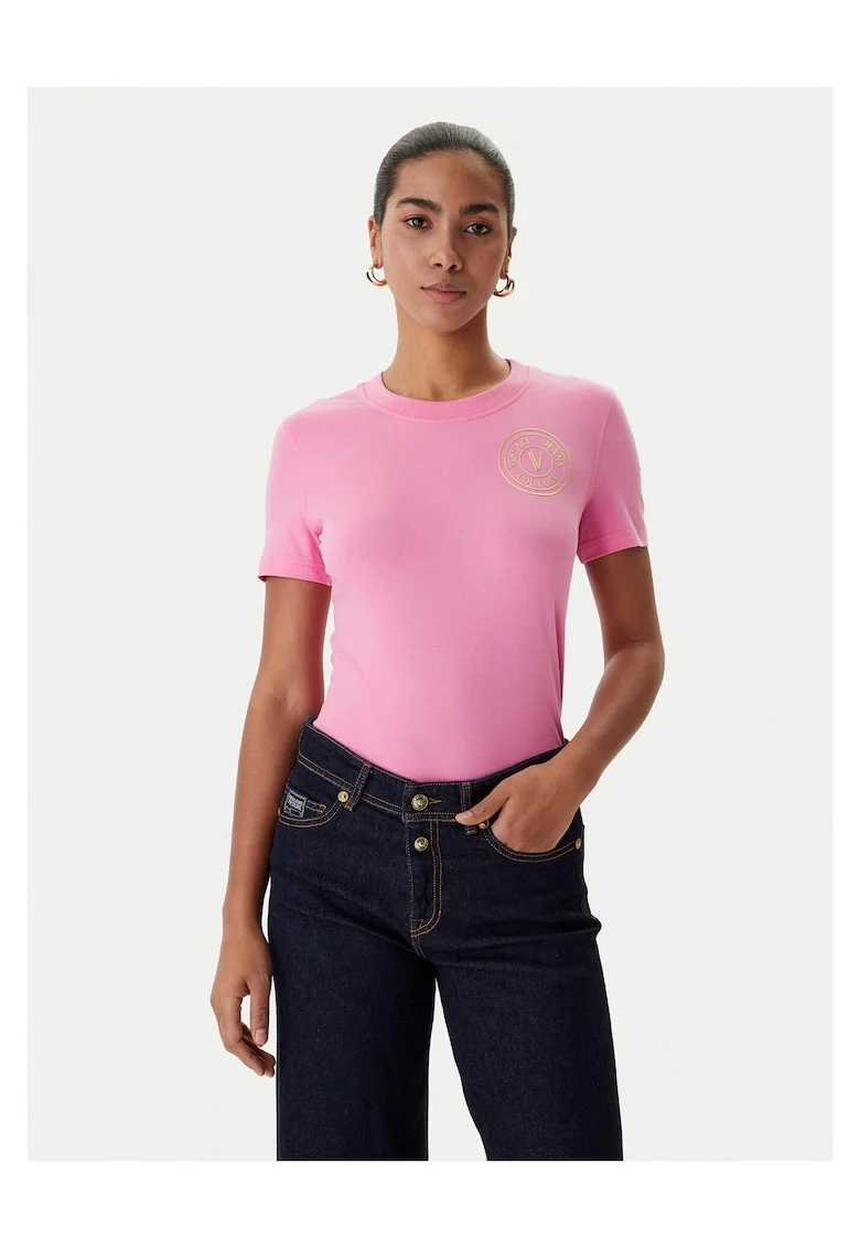 Tricou dama,  slim fit, roz, bumbac/elastandwqfwq, Roz