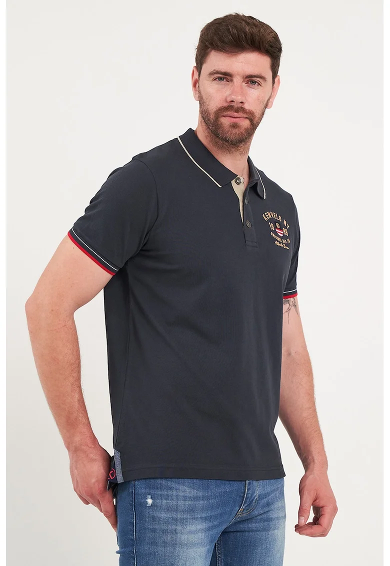 Tricou polo din bumbac cu broderie logo, Albastru ultramarin
