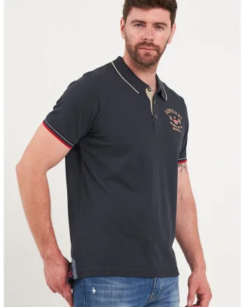 Tricou polo din bumbac cu broderie logo, Albastru ultramarin