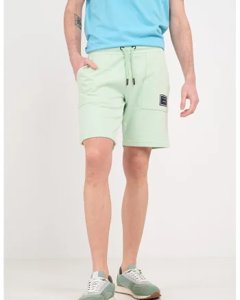 Pantaloni scurti din amestec de bumbac cu snururi de ajustare, Verde fistic