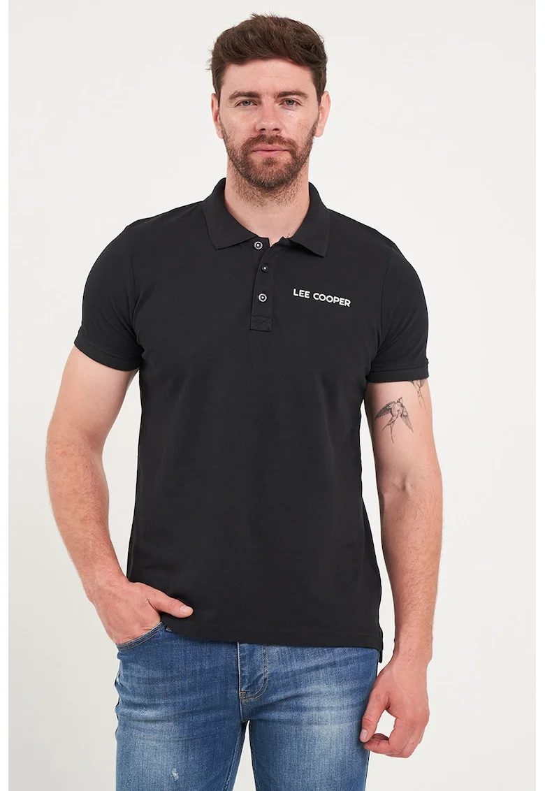 Tricou polo din bumbac, Negru