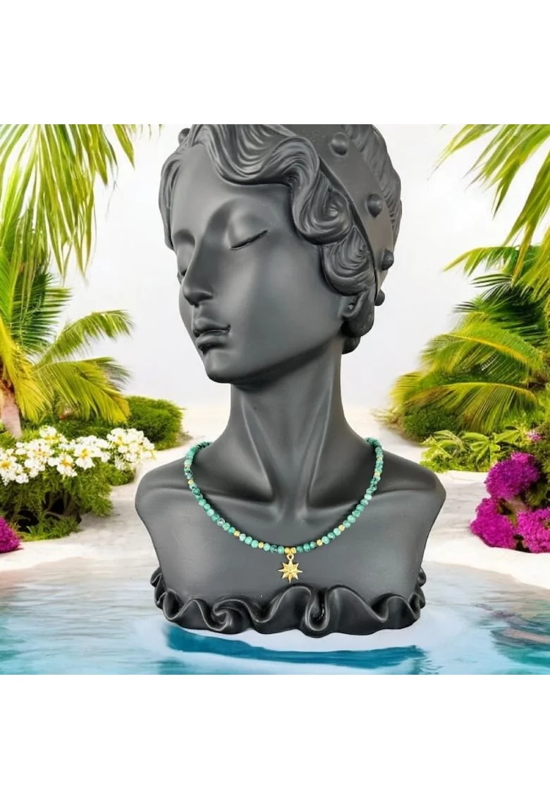 Colier choker Labradorit Celia cu accesorii din argint placat cu aur