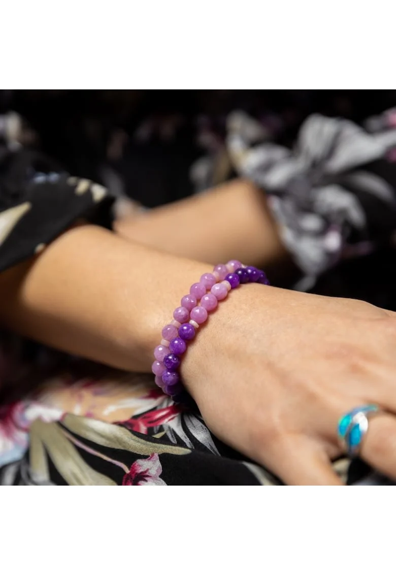 Set bratari handmade  din jad lila si jad mov, pietre semipretioase