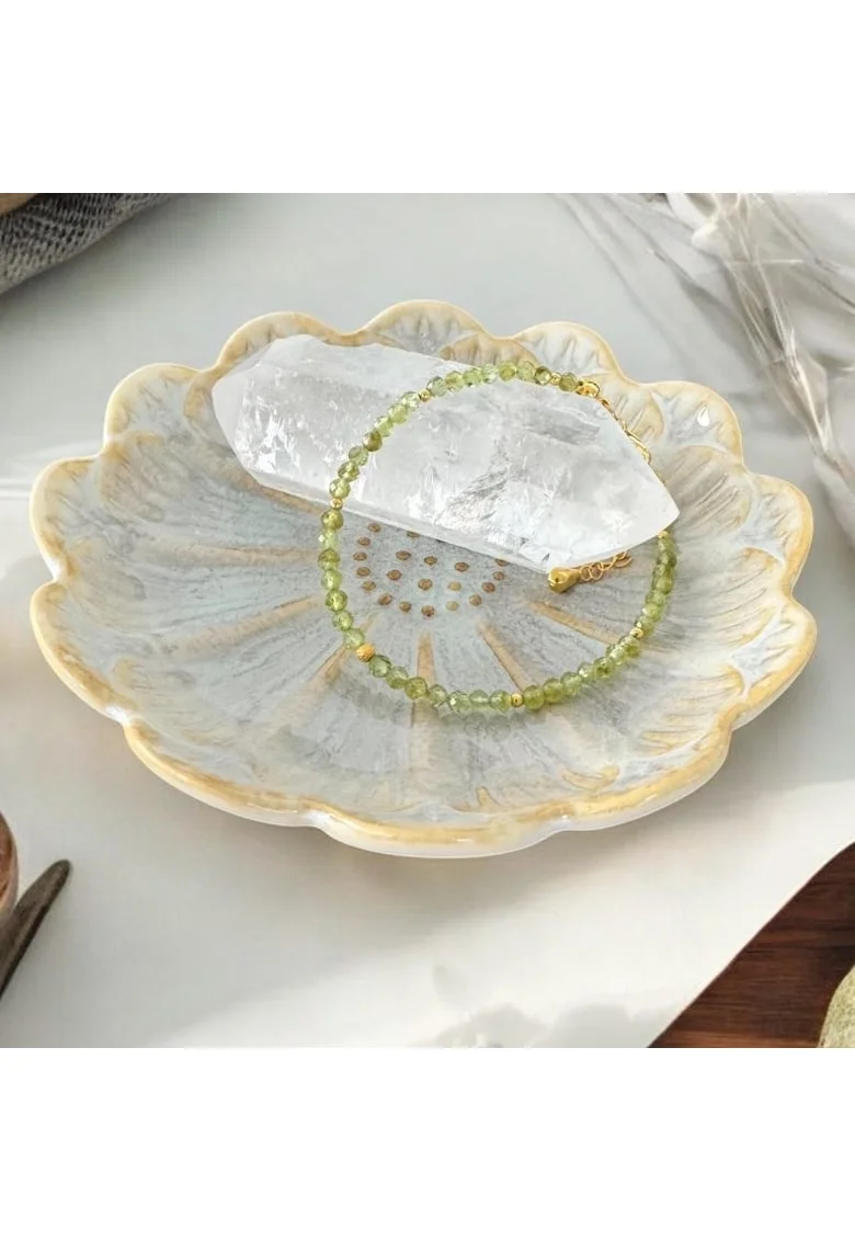 Bratara femei Coronis din cristale de Peridot si argint placat cu aur
