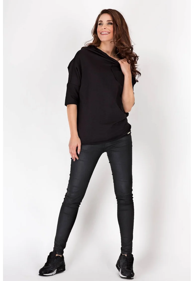 Hanorac lejer din bumbac cu buzunar,, Negru
