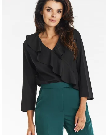 Bluza eleganta cu volan,, Negru