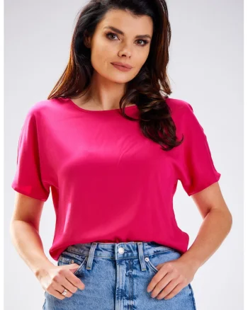 Bluza chimono din viscoza cu maneci scurte,, Fucsia