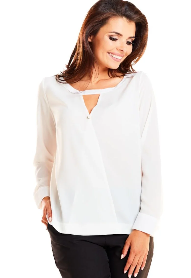 Bluza de dama vaporoasa parte peste parte,, Ecru