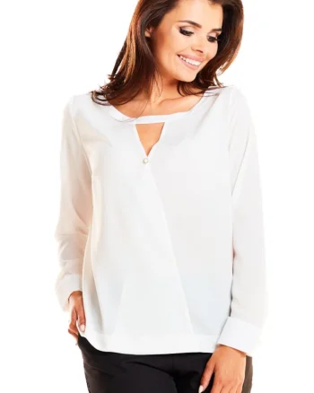 Bluza de dama vaporoasa parte peste parte,, Ecru