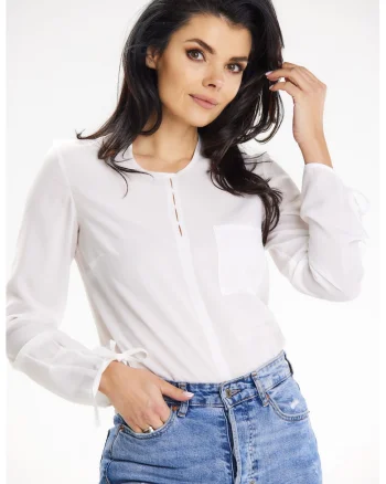 Bluza casual cu maneca lunga,, Alb