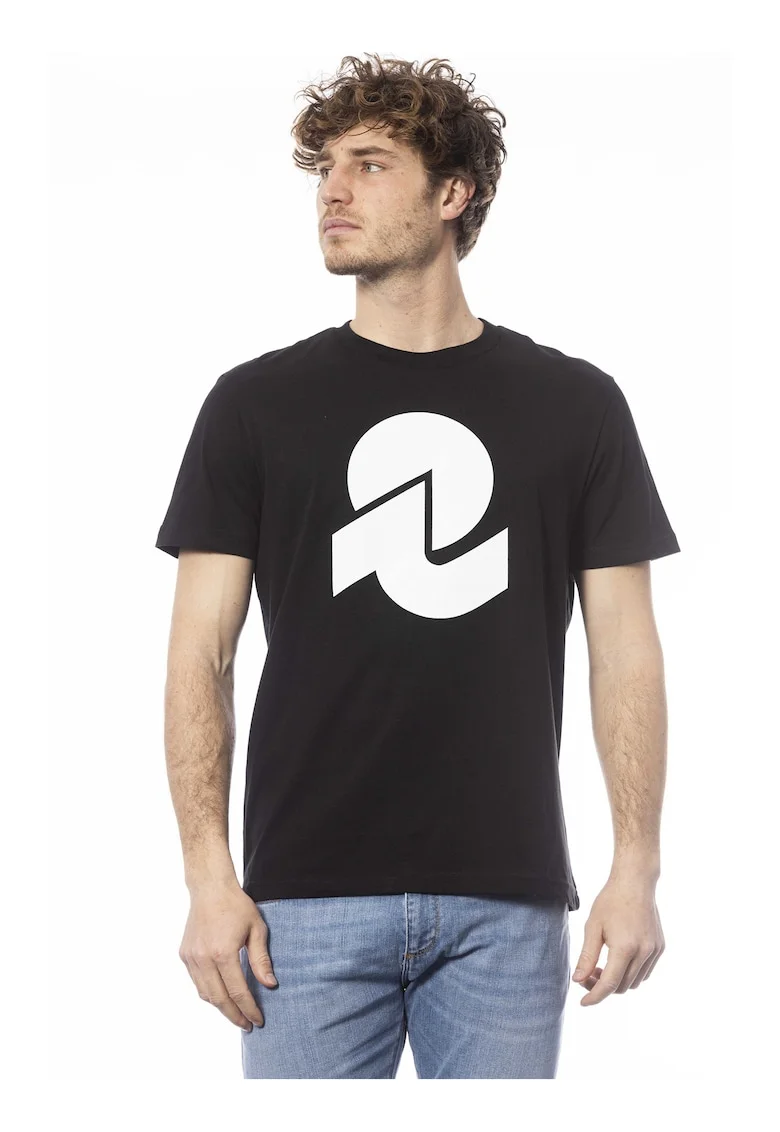Tricou de bumbac cu imprimeu logo, Negru