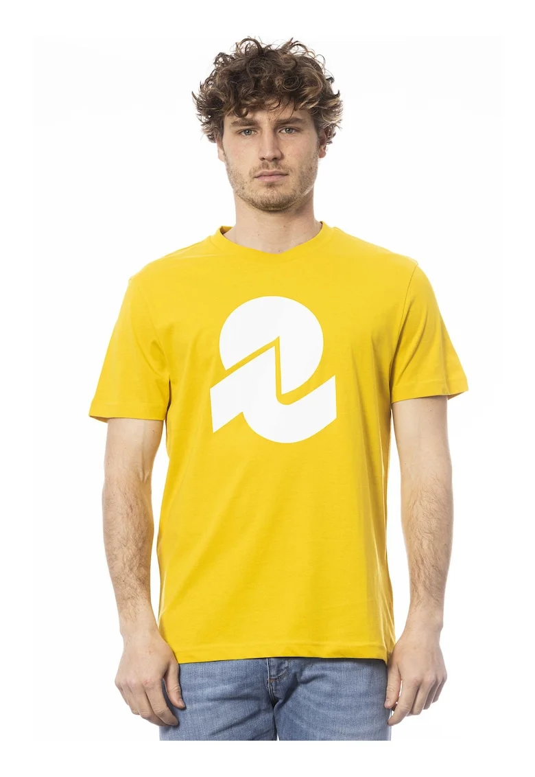 Tricou de bumbac cu imprimeu logo, Galben