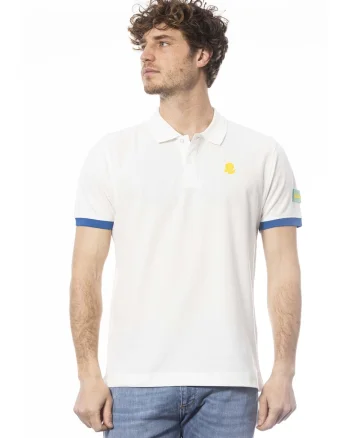 Tricou polo de bumbac, Alb