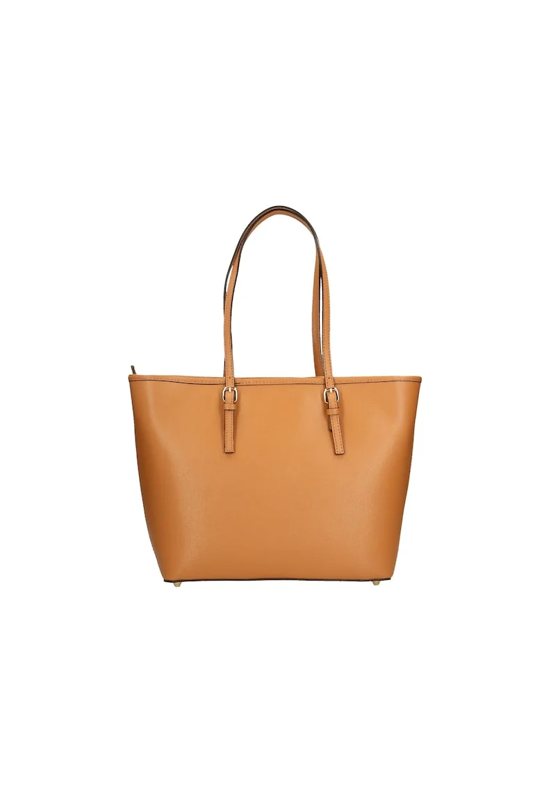 Geanta shopper din piele, Caramel