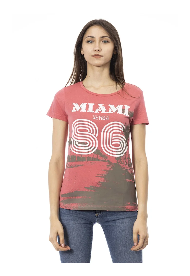 Tricou slim-fit cu design si decolteu rotund