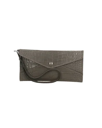 Portofel de piele cu aspect de piele de crocodil 25677, Gri