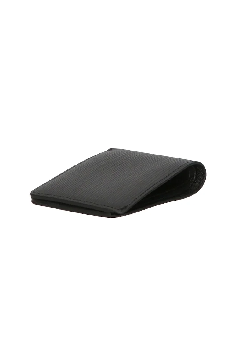 Portofel pliabil unisex piele, Negru, 9.5 x 12 x 2.5 cm