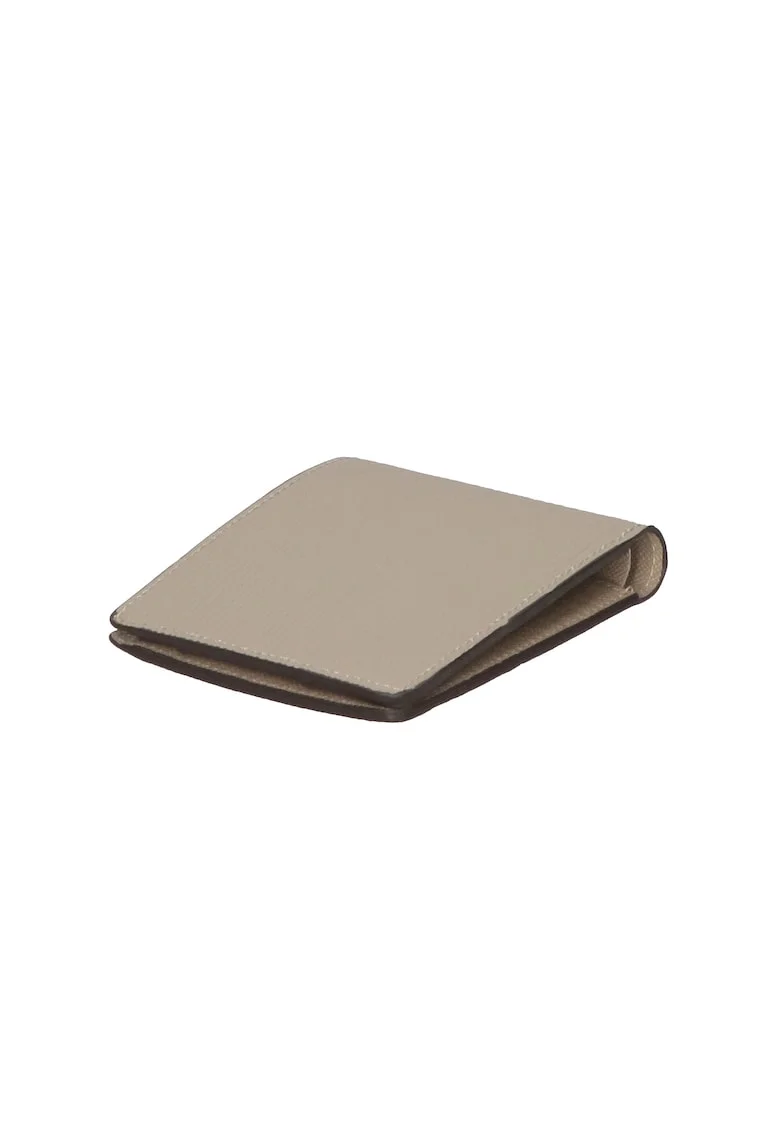 Portofel pliabil unisex piele, Maro taupe, 9.5 x 12 x 2.5 cm