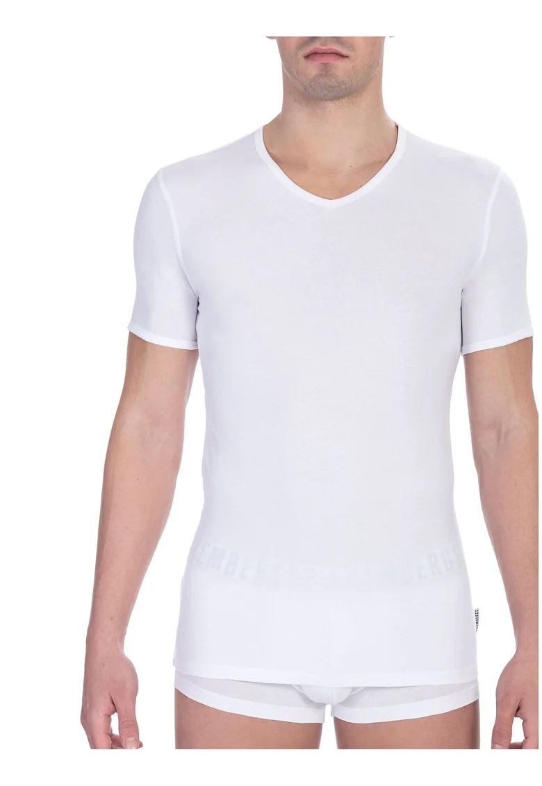 Tricou slim fit cu decolteu in V