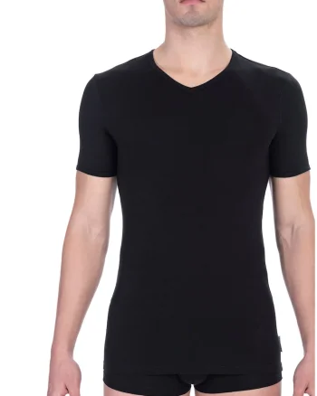 Tricou slim fit cu decolteu in V