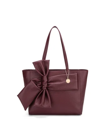 Geanta shopper cu fermoar Velvetine Elite, Visiniu