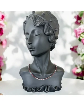 Colier choker Ella din cristale de Granat si Perle de Cultura cu argint 925