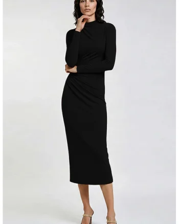 Rochie midi cu fronseu, Gri antracit