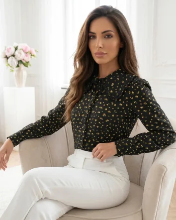 Camasa neagra cu imprimeu floral...
