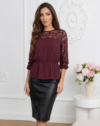 Bluza visinie eleganta cu dantel...