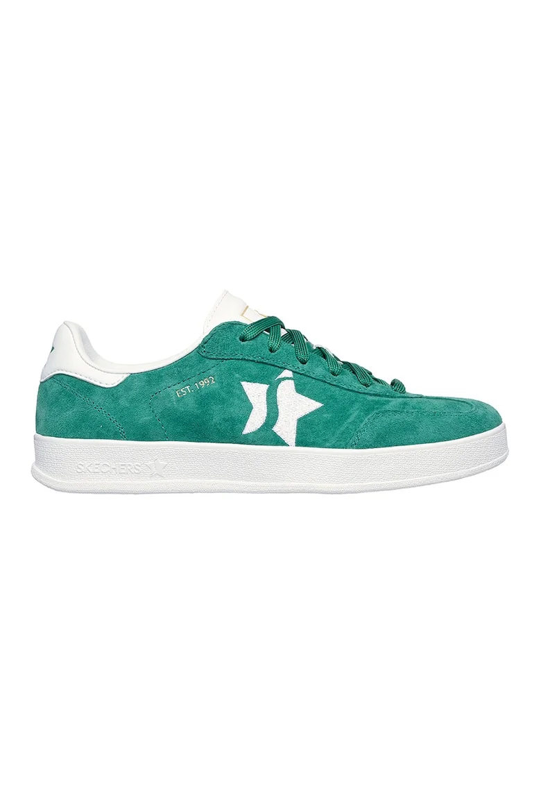Pantofi sport din piele intoarsa cu garnitura din material sintetic Academy Court Charm, Alb/Verde persan