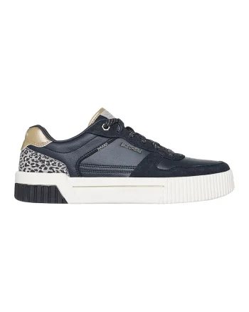 Pantofi sport cu talpa flatform si insertii din piele intoarsa Jade, Auriu/Bleumarin